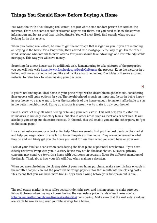 things you should know before buying a house