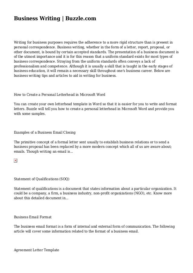 business writing buzzle com statement of qualifications sample letter