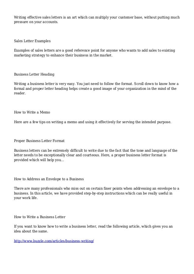 business writing buzzle com proper heading for a business letter