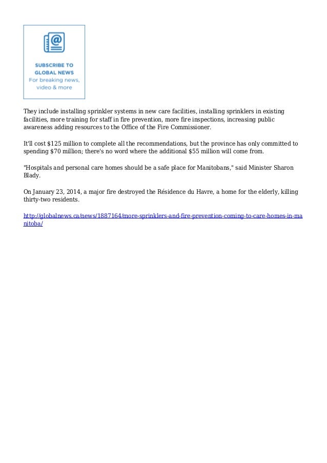 More sprinklers and fire prevention coming to care homes in Manitoba