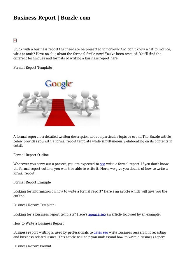 business report buzzle com format of a formal report