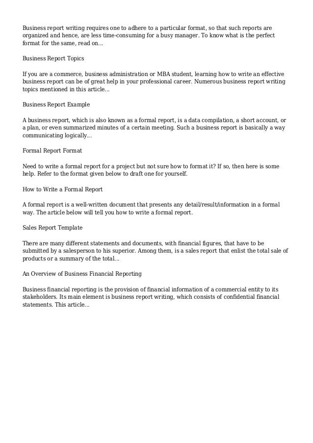 business report buzzle com business reports format