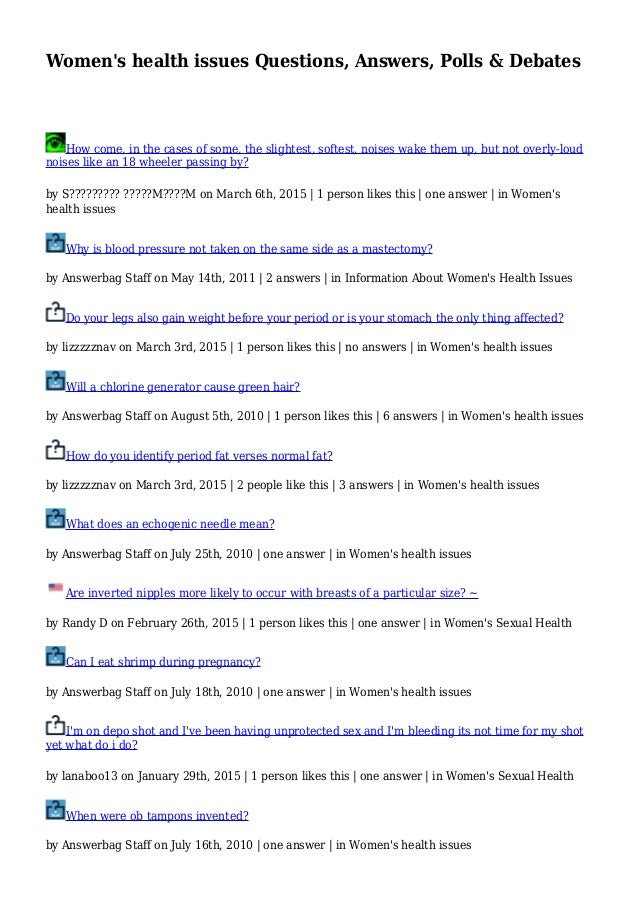 Women S Health Issues Questions Answers Polls Debates