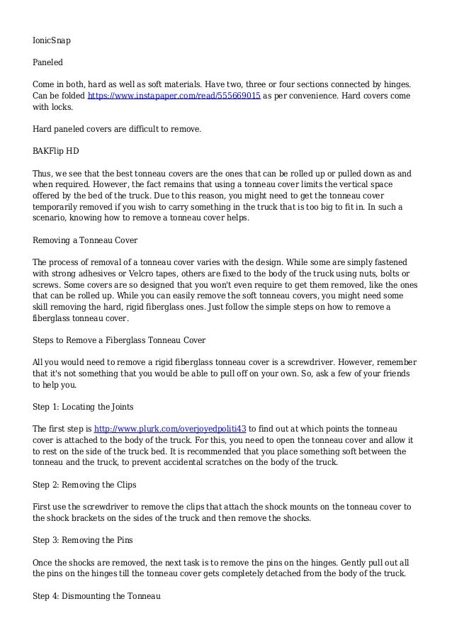 How to Remove a Tonneau Cover