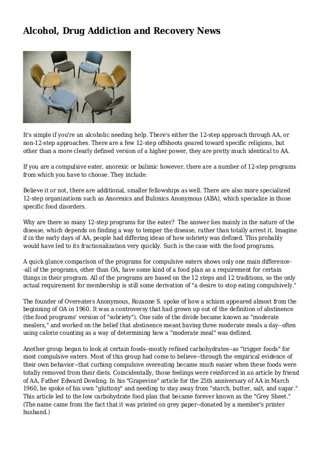 alcohol drug addiction and recovery news oa grey sheet food plan