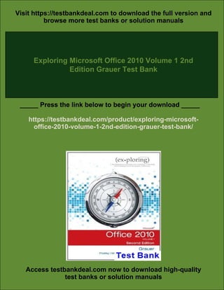 Exploring Microsoft Office 2010 Volume 1 2nd Edition Grauer Test Bank | PDF