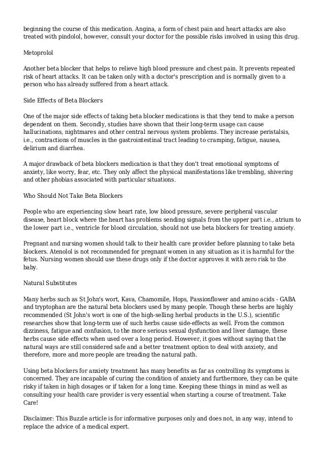 Beta Blockers for Anxiety Beta Blockers for Anxiety
