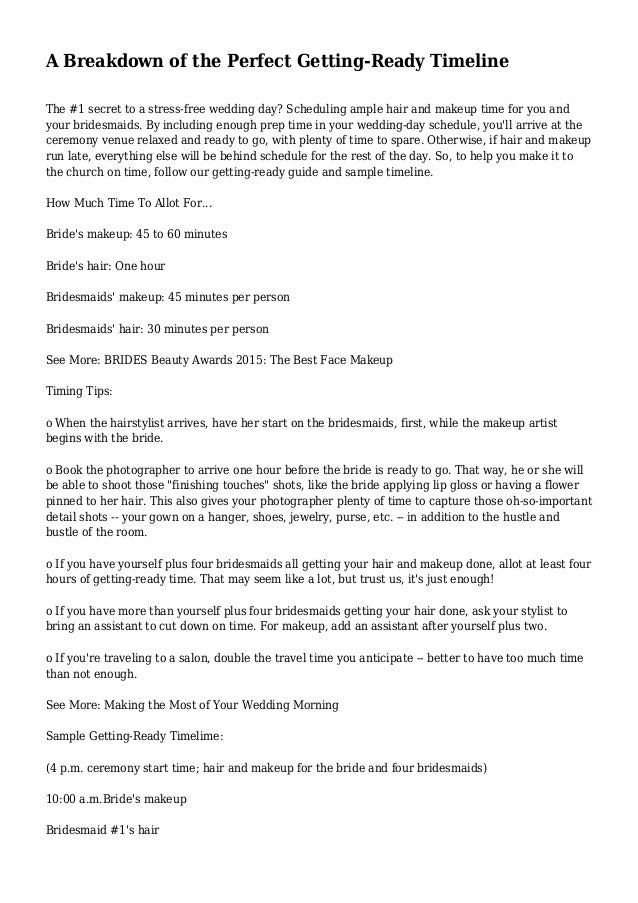 A Sample Wedding Day Timeline Doltone House Venue Catering