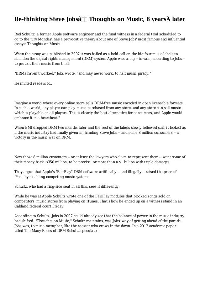 Rethinking Steve Jobs Thoughts On Music Years Later Rethinking Steve Jobs Thoughts On Music Years Later Rod Schultz