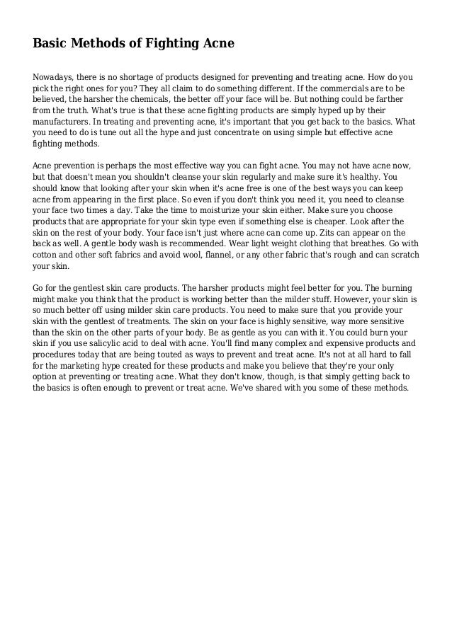 Basic Methods of Fighting Acne