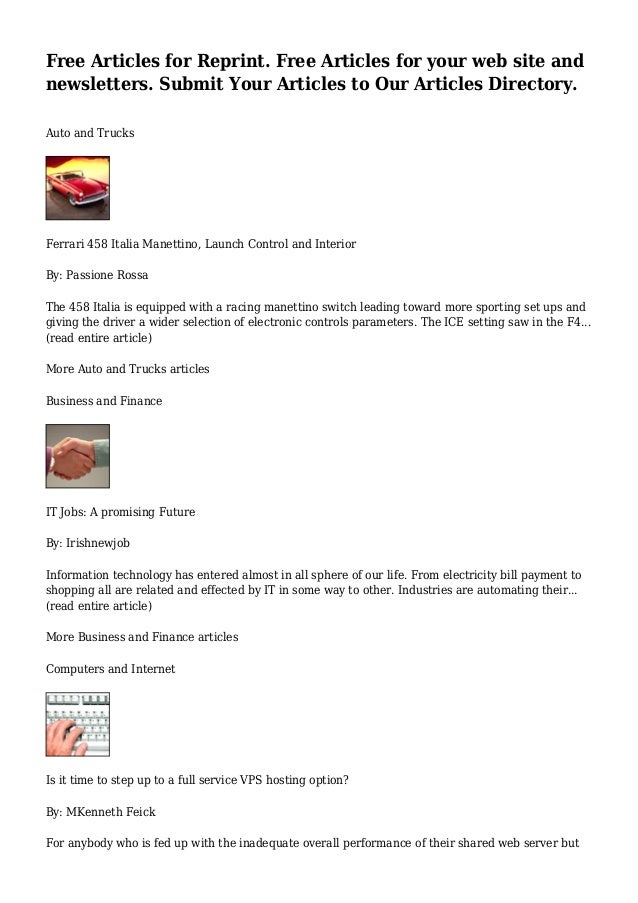 Free Articles for Reprint. Free Articles for your web site and ...