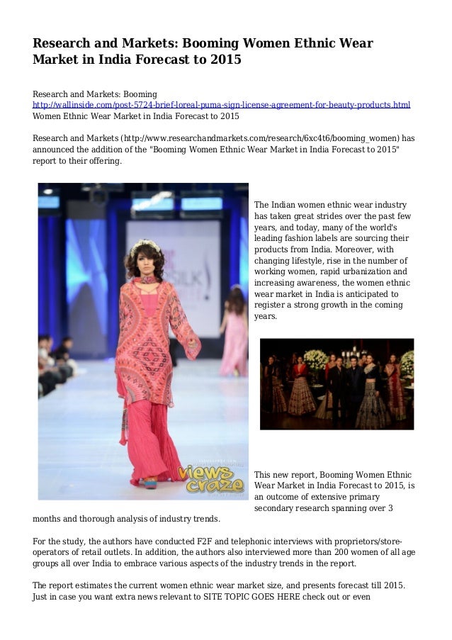 Research and Markets Booming Women Ethnic Wear Market in India