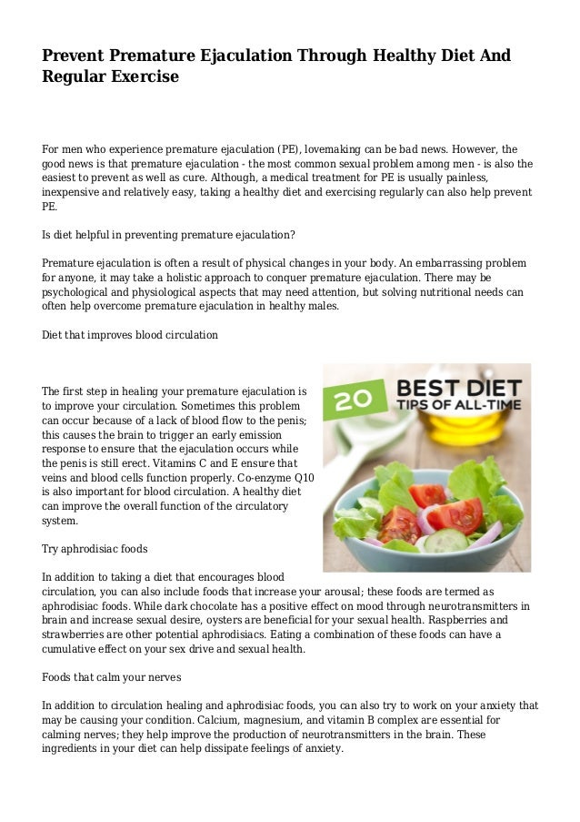 Premature Ejaculation | ISUD Prevent Premature Ejaculation Through Healthy Diet And ...