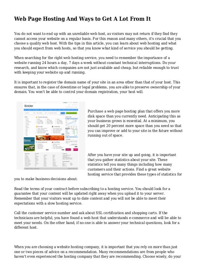 web page hosting