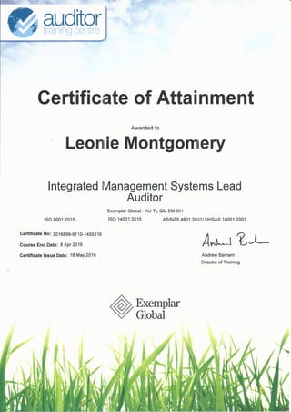 Lead Auditor Certificate