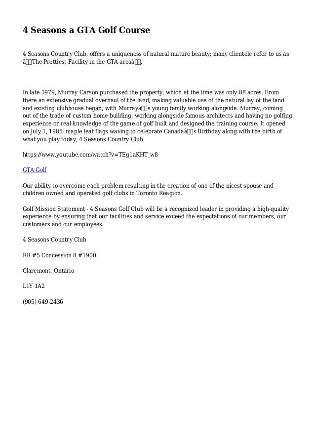 4 Seasons A Gta Golf Course