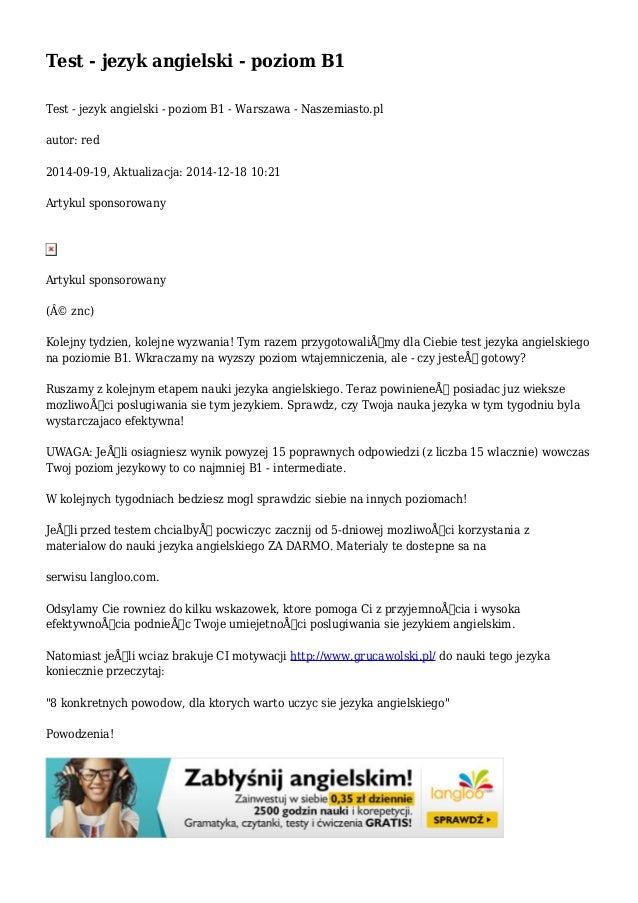Test - jezyk angielski - poziom B1