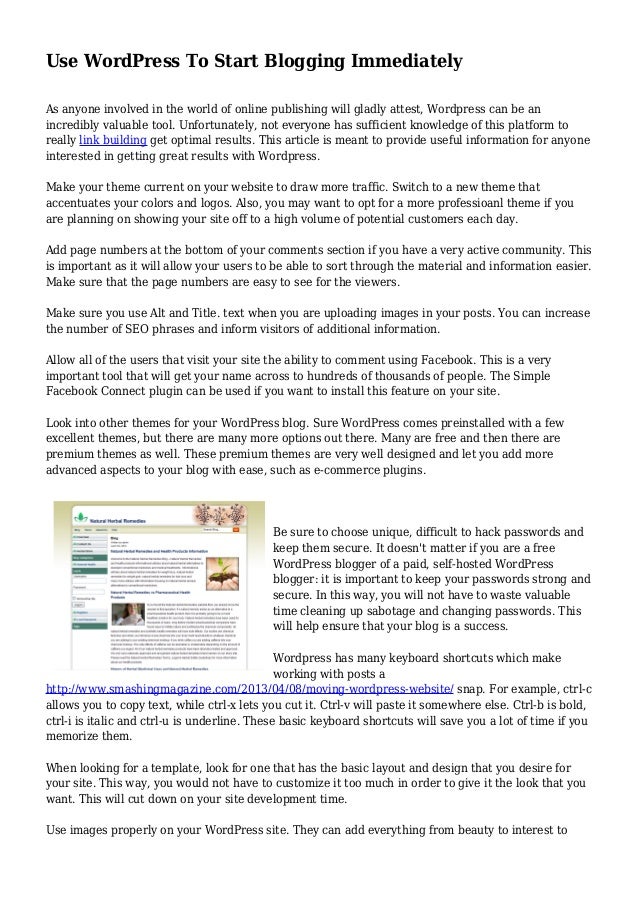 Use WordPress To Start Blogging Immediately