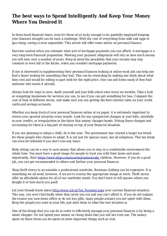 The Best Ways To Spend Intelligently And Keep Your Money Where You De - 