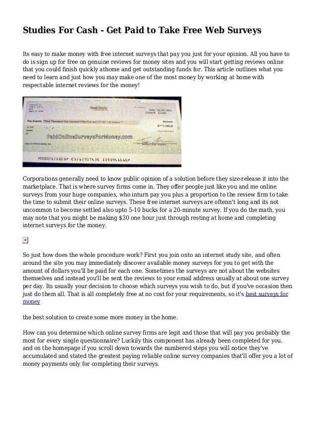 Studies For Cash Get Paid To Take Free Web Surveys - studies for cash get paid to take free web surveys its easy to make money