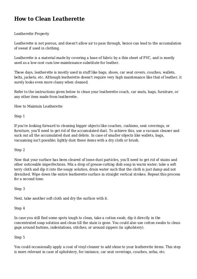 How to Clean Leatherette