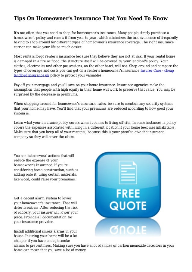 tips on homeowner s insurance that you need to know