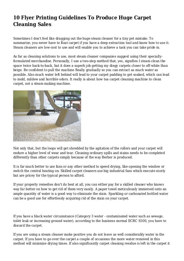 10 Flyer Printing Guidelines To Produce Huge Carpet Cleaning Sales