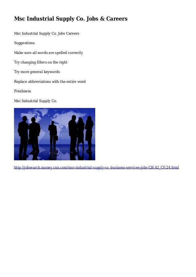 Msc Industrial Supply Co. Jobs & Careers