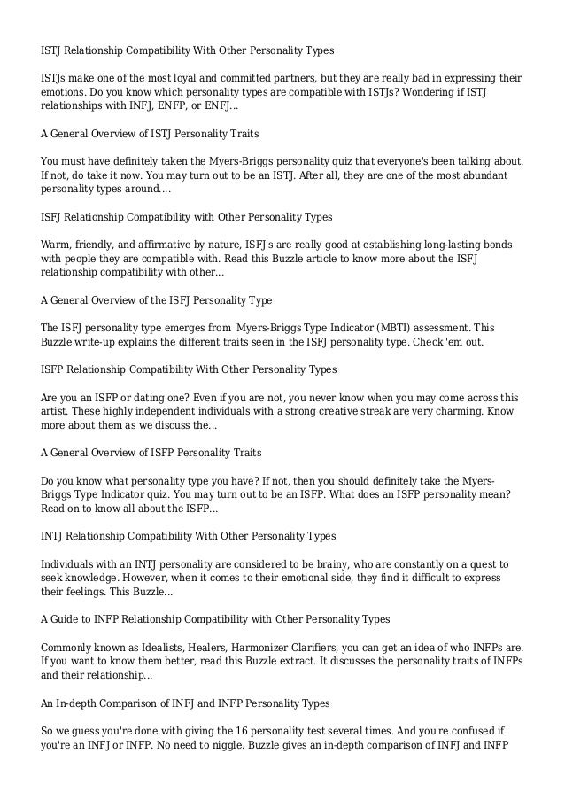How Compatible Is An Isfp Relationship With Other Personality Types