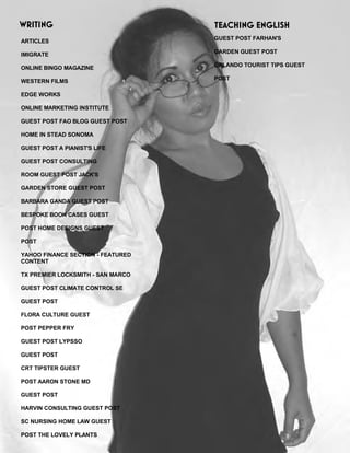WRITING TEACHING ENGLISH
ARTICLES
IMIGRATE
ONLINE BINGO MAGAZINE
WESTERN FILMS
EDGE WORKS
ONLINE MARKETING INSTITUTE
GUEST POST FAO BLOG GUEST POST
HOME IN STEAD SONOMA
GUEST POST A PIANIST'S LIFE
GUEST POST CONSULTING
ROOM GUEST POST JACK'S
GARDEN STORE GUEST POST
BARBARA GANDA GUEST POST
BESPOKE BOOK CASES GUEST
POST HOME DESIGNS GUEST
POST
YAHOO FINANCE SECTION - FEATURED
CONTENT
TX PREMIER LOCKSMITH - SAN MARCO
GUEST POST CLIMATE CONTROL SE
GUEST POST
FLORA CULTURE GUEST
POST PEPPER FRY
GUEST POST LYPSSO
GUEST POST
CRT TIPSTER GUEST
POST AARON STONE MD
GUEST POST
HARVIN CONSULTING GUEST POST
SC NURSING HOME LAW GUEST
POST THE LOVELY PLANTS
GUEST POST FARHAN'S
GARDEN GUEST POST
ORLANDO TOURIST TIPS GUEST
POST
 