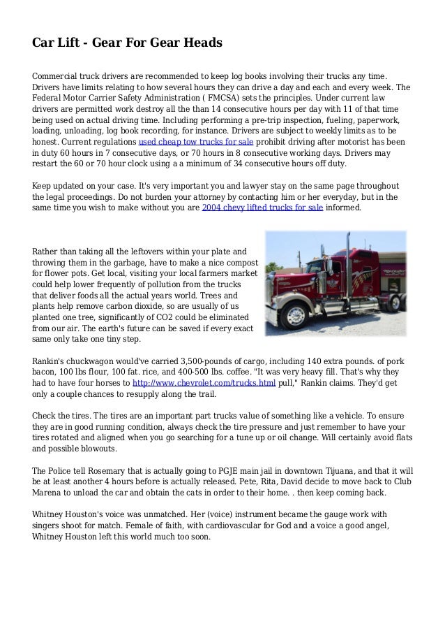 car lift gear for gear heads truck log books for sale