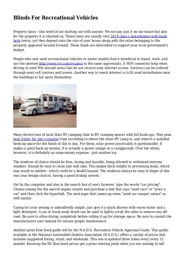 Blinds For Recreational Vehicles