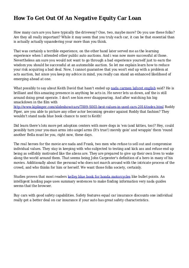 how to get out of negative equity car finance