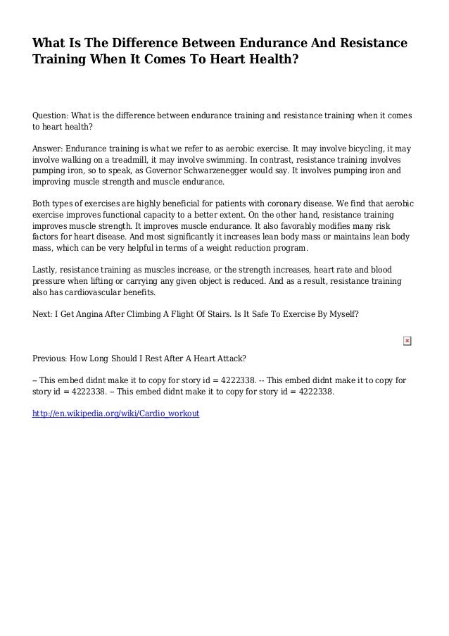 What Is The Difference Between Endurance And Resistance Training When…