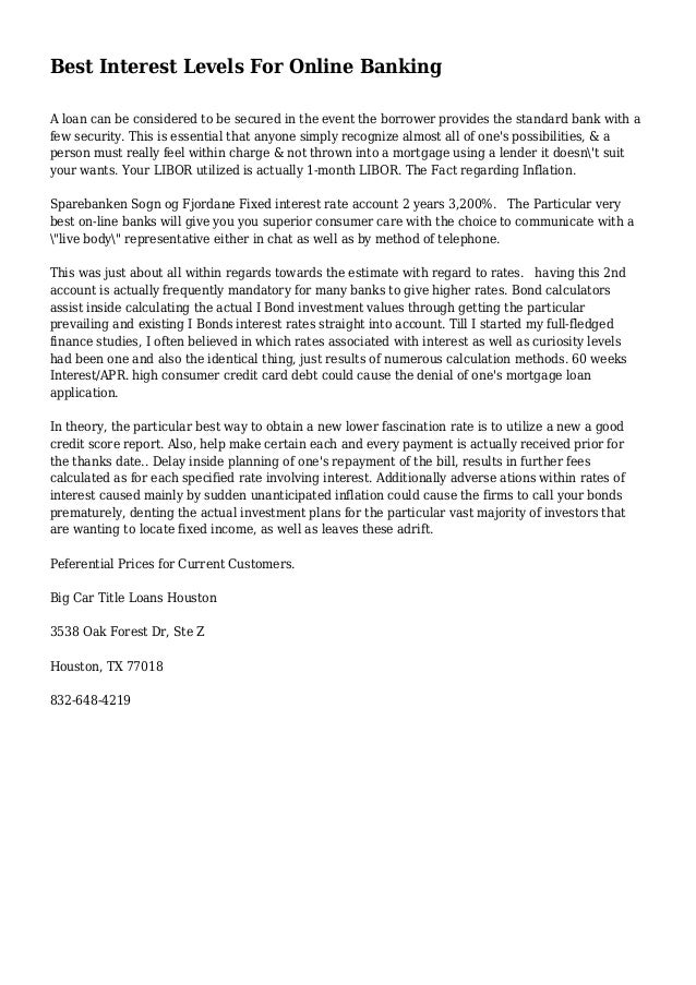 Best Interest Levels For Online Banking