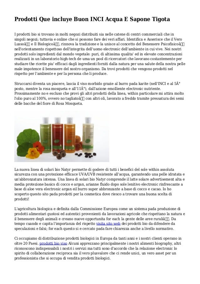 Prodotti Que incluye Buon INCI Acqua E Sapone Tigota