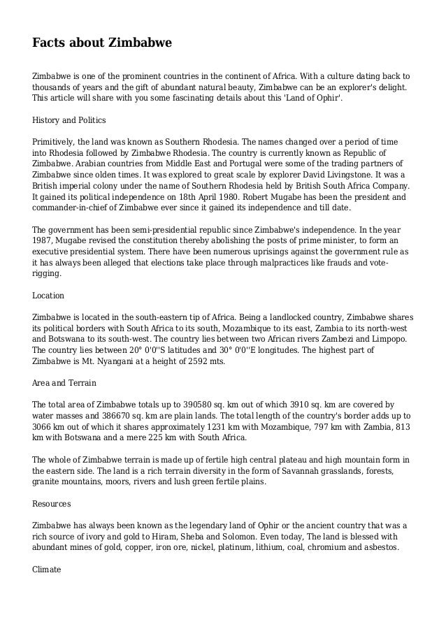 Facts about Zimbabwe