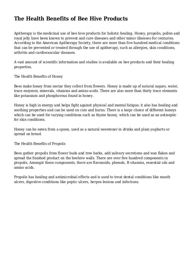 The Health Benefits of Bee Hive Products