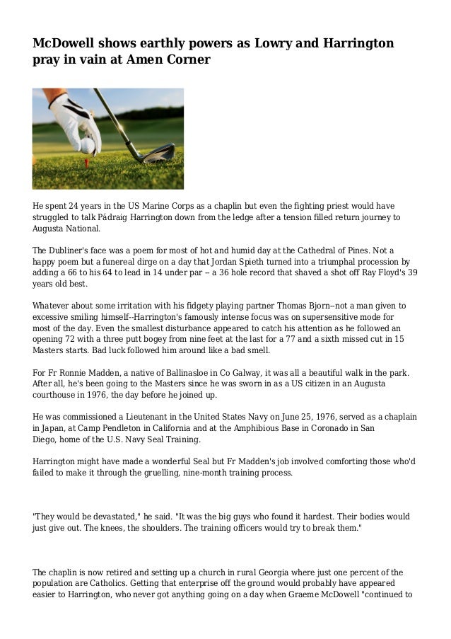 Mcdowell Shows Earthly Powers As Lowry And Harrington Pray In Vain At