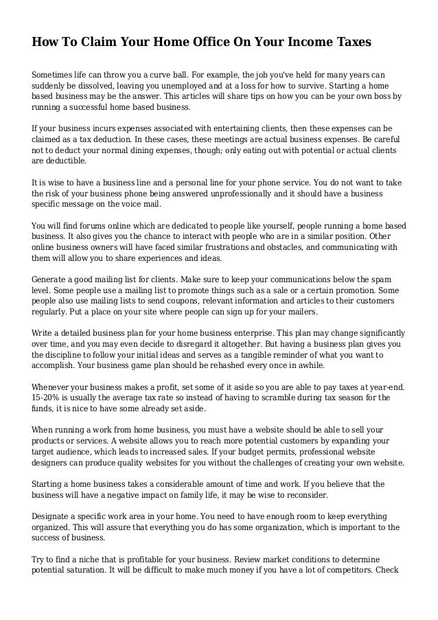 How To Claim Your Home Office On Your Taxes