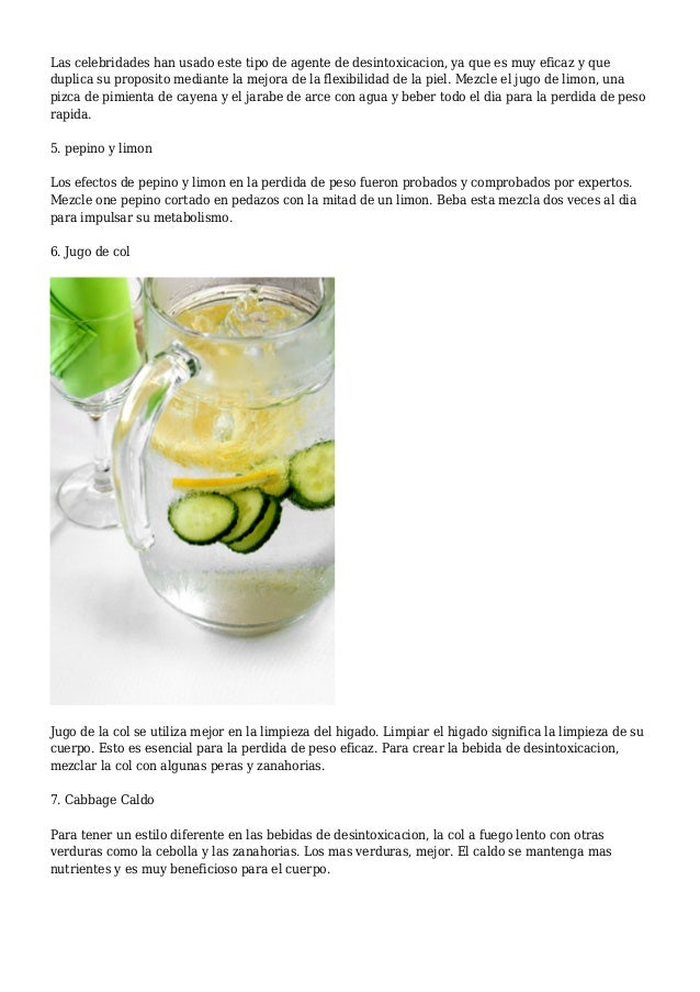 Bebidas para bajar de peso caseras