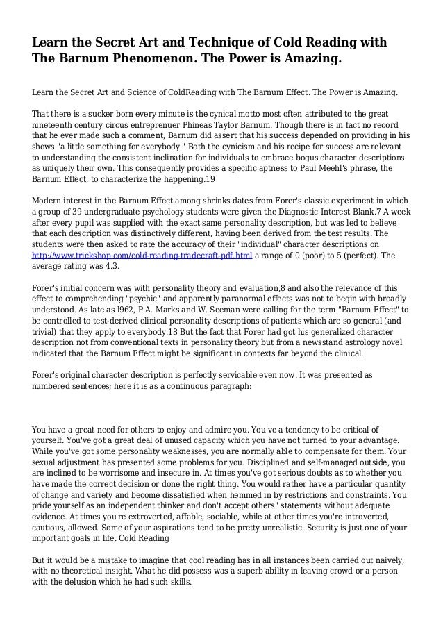 Barnum Statements Examples