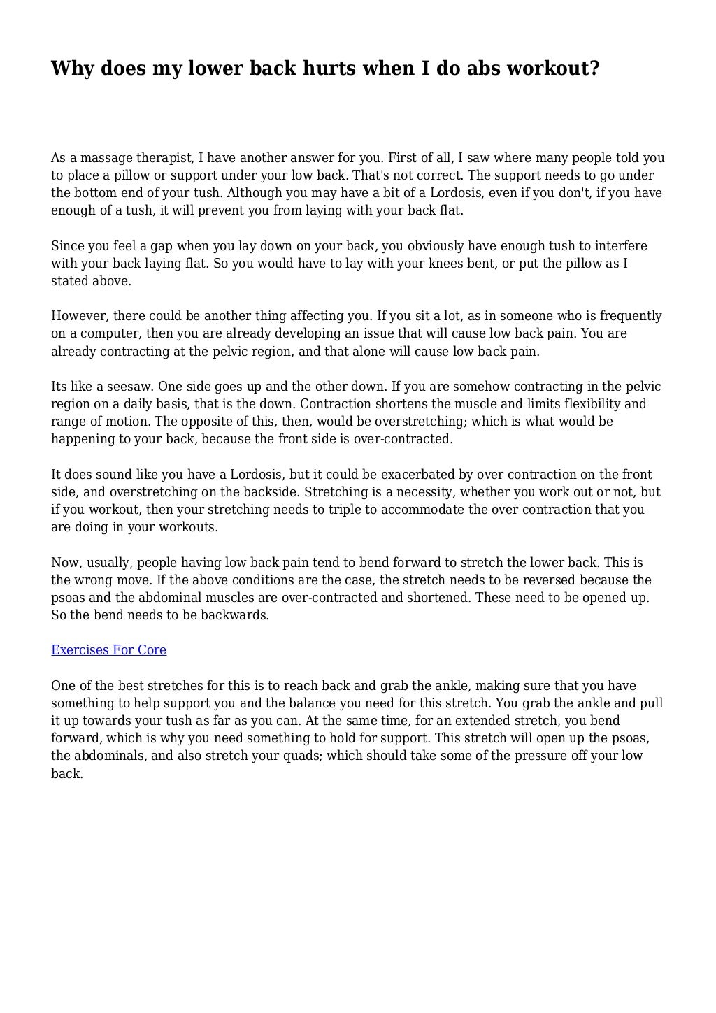 Why does my lower back hurts when I do abs workout?