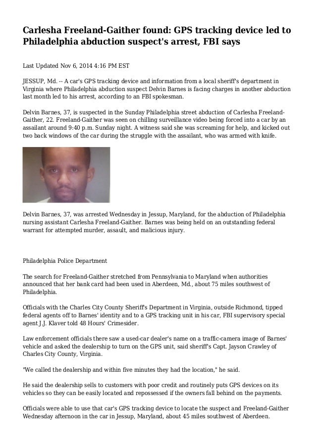 Carlesha Freeland-Gaither found: GPS tracking device led to Philadelp…