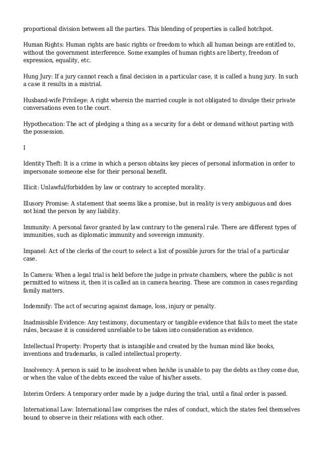 Law Terms Glossary of Legal Terms and Meanings