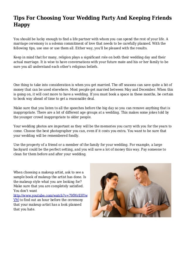 Tips For Choosing Your Wedding Party And Keeping Friends Happy
