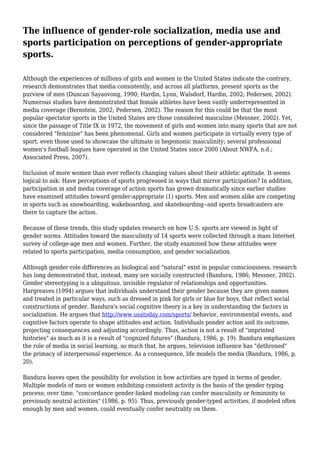 The Influence Of Gender-Role Socialization, Media Use And Sports Part…