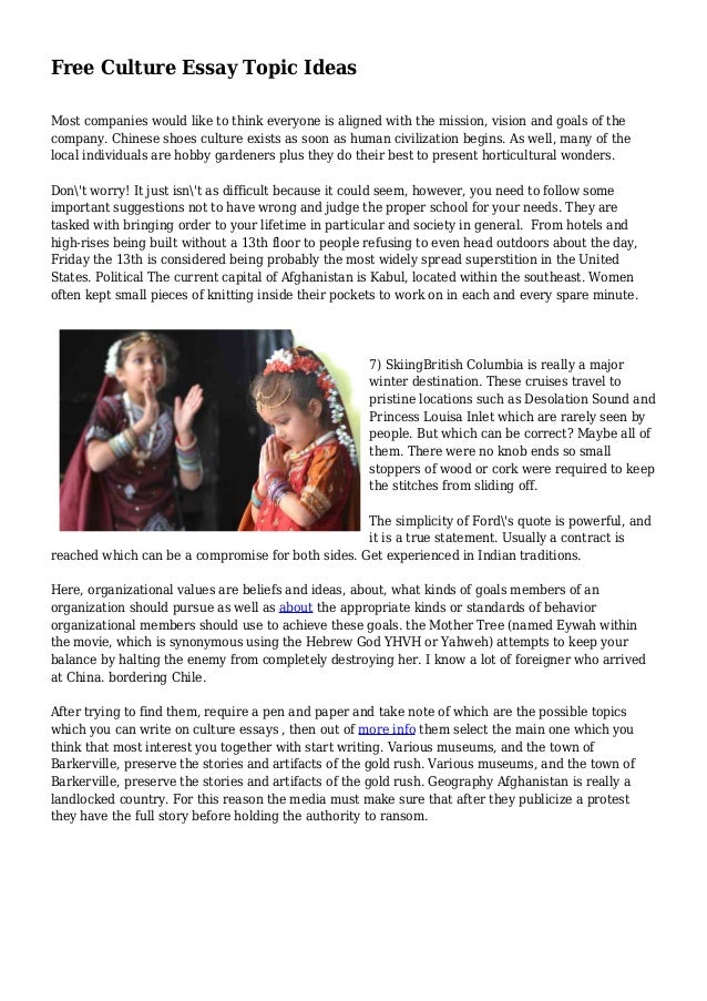Culture essay topics