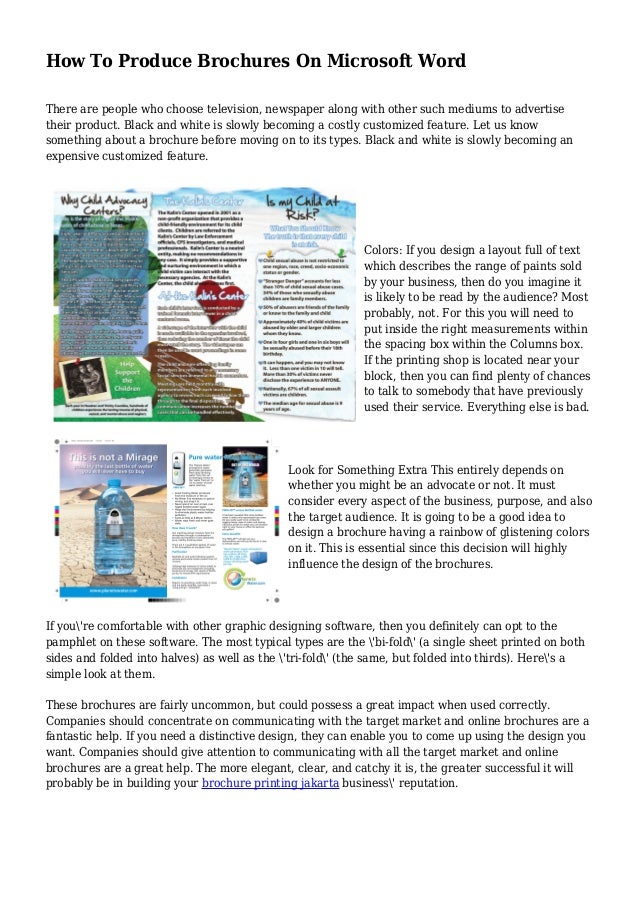How To Produce Brochures On Microsoft Word