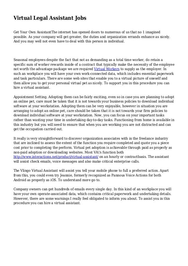 Virtual Legal Assistant Jobs